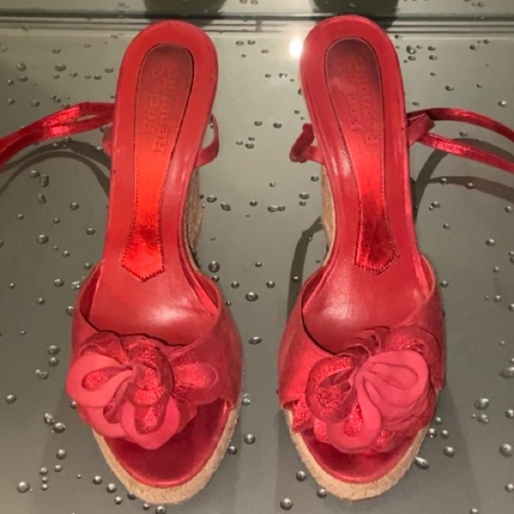 Rock & Republic Red All Genuine Leather Wedges Size 37